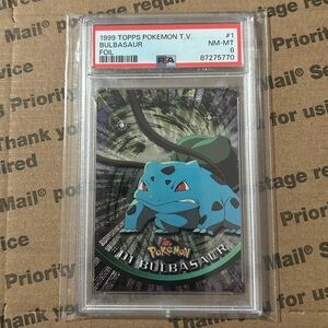 PSA 8 ‘99 Topps Pokémon Bulbasaur Foil Card No. 1